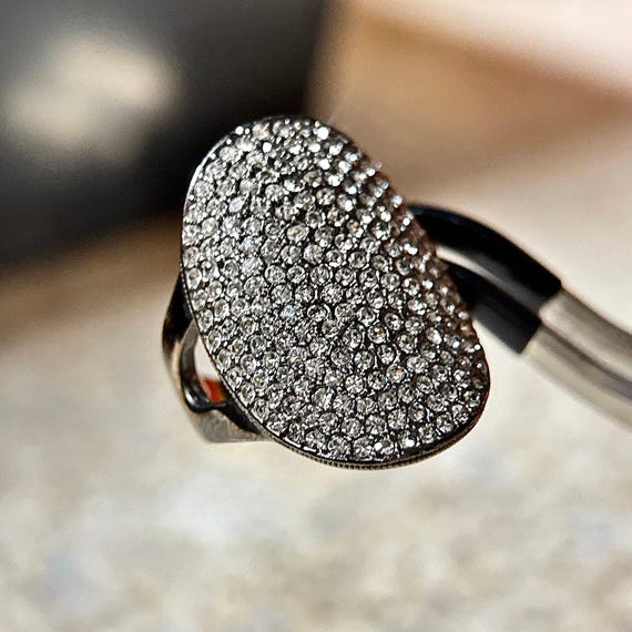 Black Rhinestones Statement Ring - image 3