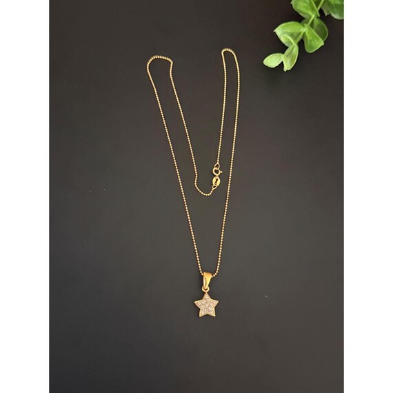 18k Gold Star Pendant 14k Gold Ball Chain Necklac… - image 6