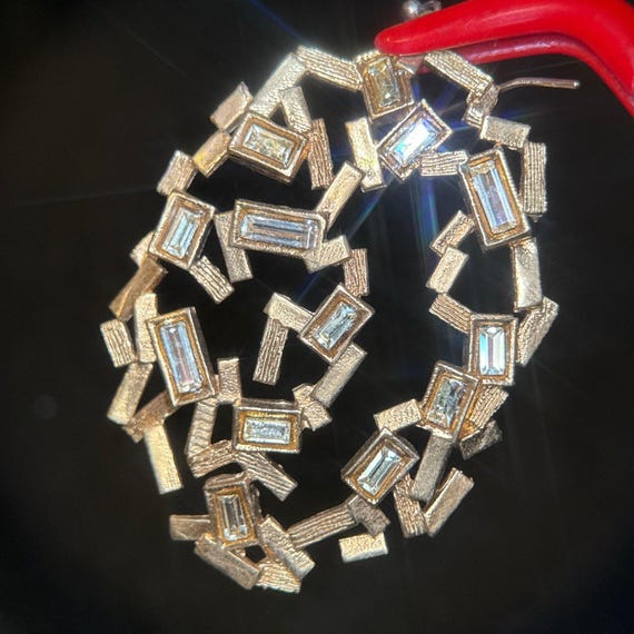 Geometric Crystal Statement Earrings - image 2