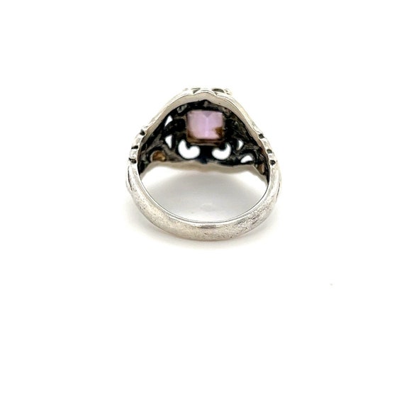 Women's Vintage Sterling Silver Pink Gem Ring - image 5