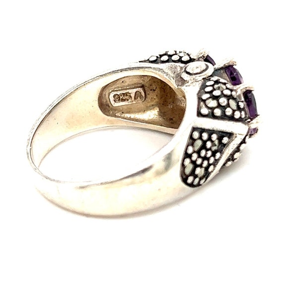 Sterling Silver 3-Amethysts Ring - image 6