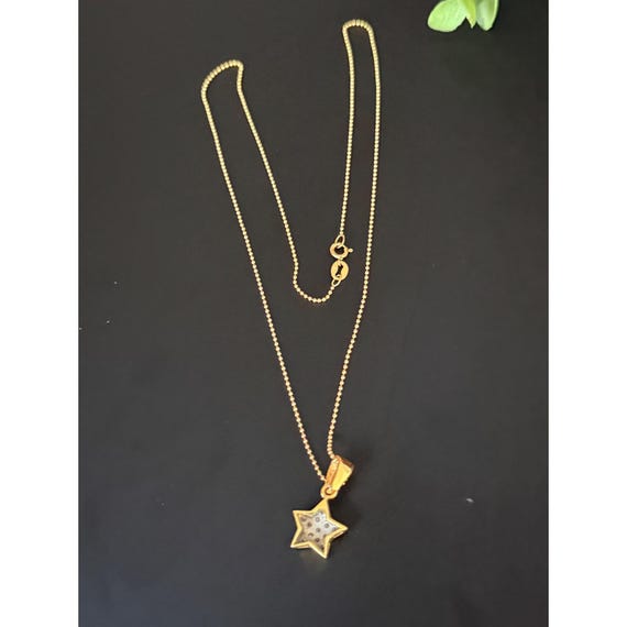 18k Gold Star Pendant 14k Gold Ball Chain Necklac… - image 10