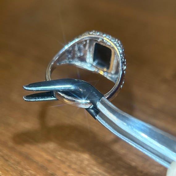 Rectangular Black Stone Ring - image 4