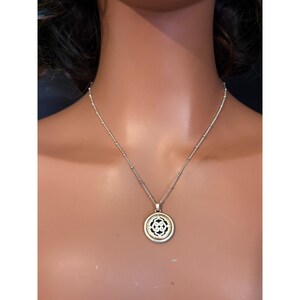 Brighton Mixed Metal Reversible Scroll Pendant Necklace Silver Gold Tone Crystal image 8