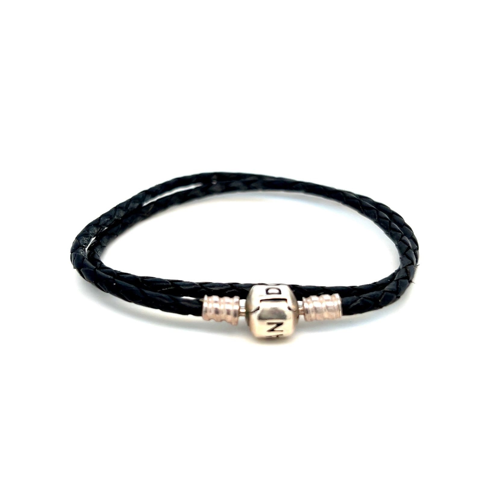 埼*き様 (PANDORA)Double Black Leather Brace Amazon.com: PANDORA Moments Double Woven Leather Bracelet with