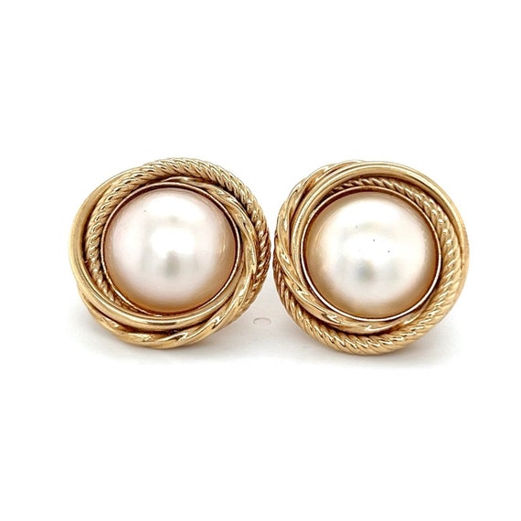 Large Sized 14k Pearl Stud Earrings