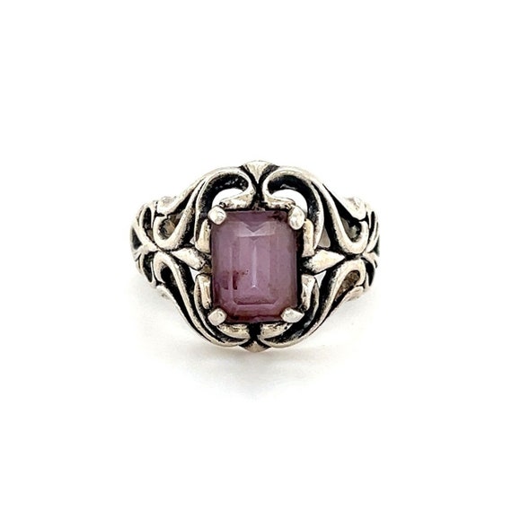 Women's Vintage Sterling Silver Pink Gem Ring - image 1