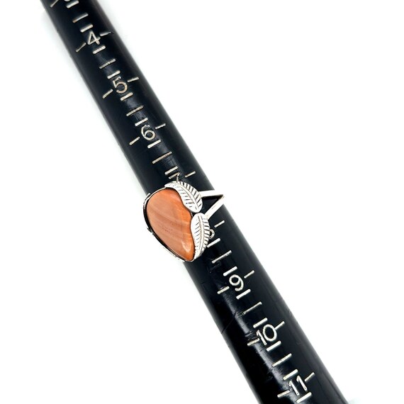 Silver 925 Brown Stone Leaf Ring - image 6