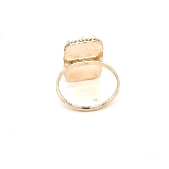 Silver Rectangular Wooden Color Stone Ring - image 6