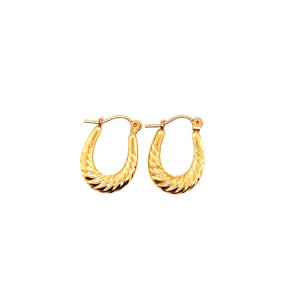 14k Small Ribbed Hoops