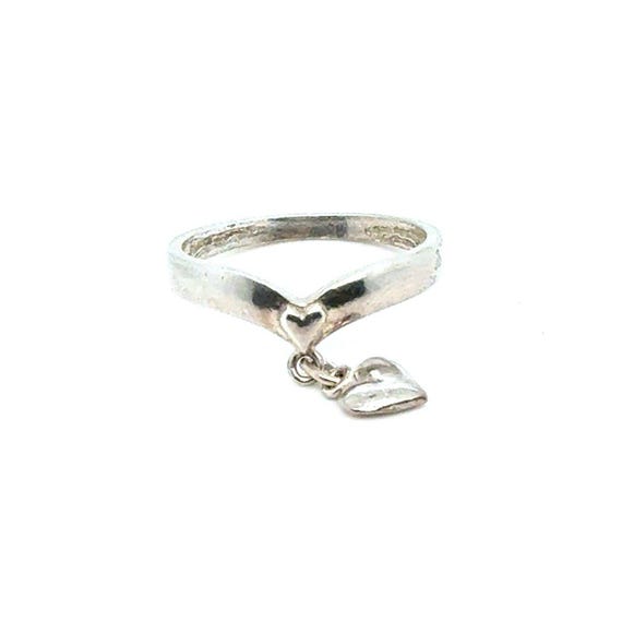 Silver 925 Heart Dangle Ring - image 1