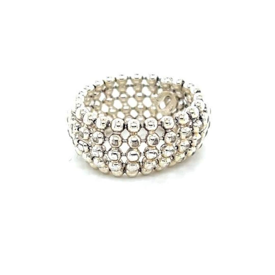 Silver Beaded Rings Elegant Silver 925 Beaded Ring - Etsy