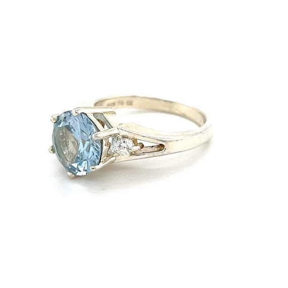Sterling Silver 925 Blue Solitaire Cz Ring - image 3