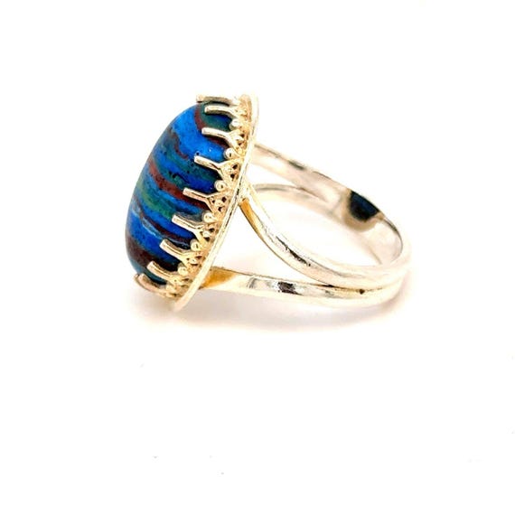 Silver 925 Blue Stone Ring - image 7