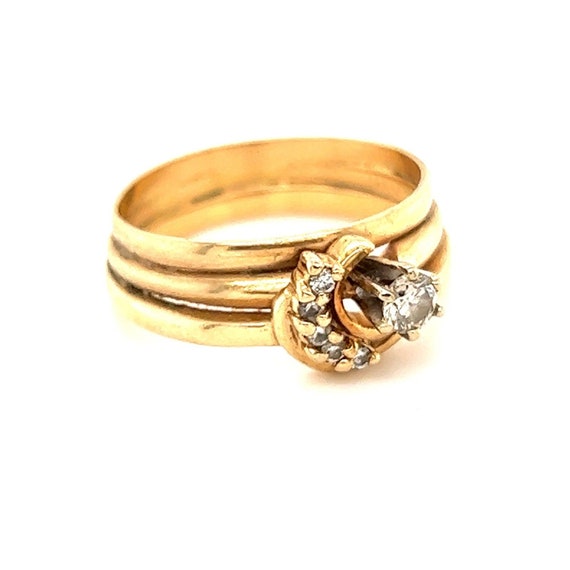 14k Soldered Bands Diamond Vintage Ring - image 3