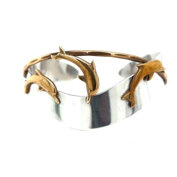 Sterling Courtney Signed Dolphin Cuff