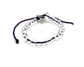 4Ocean Clear Beaded Bracelet with Purple Cord
