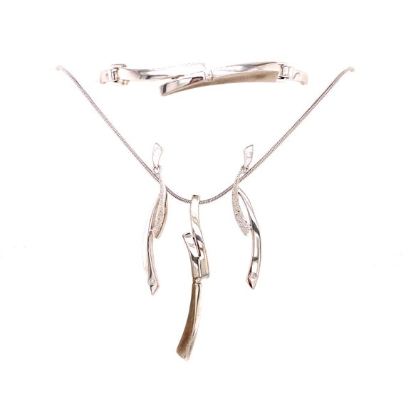 Sterling Silver 925 Diamond Set - image 1