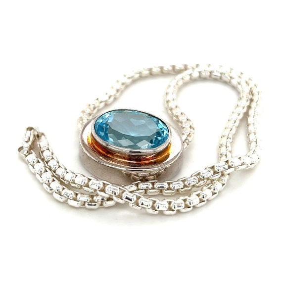 Sterling Silver Large Blue Topaz Necklace - image 5