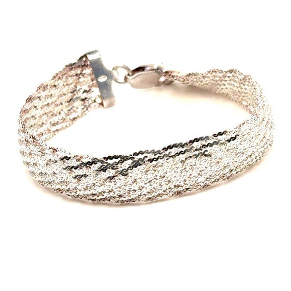 Silver 925 Flat Wide Bracelet - image 1
