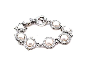Brighton Silver-Tone Pearl Station Bracelet