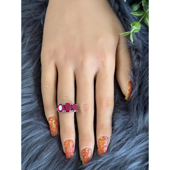 Ruby Colored Stones Silver 925 Ring - image 8