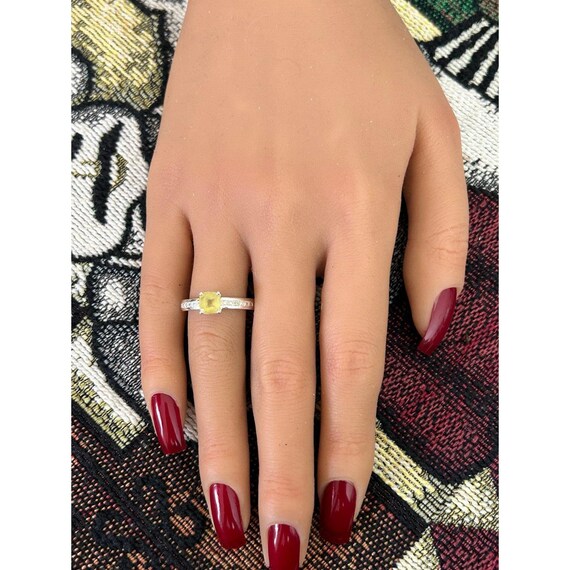 Silver 925 Yellow Stone Ring - image 7