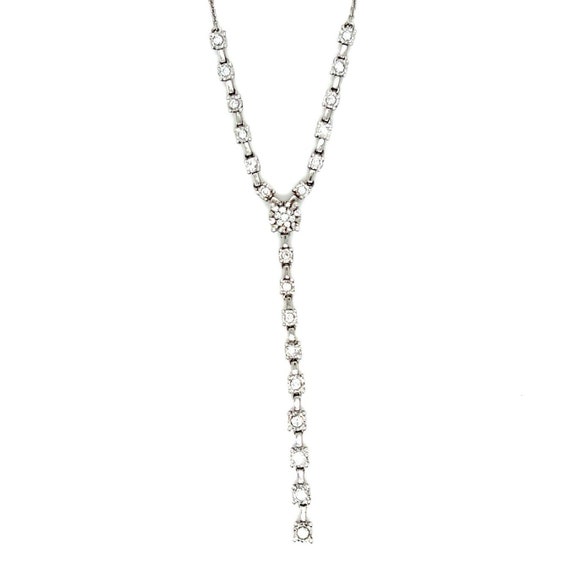 Stunning 14k WG Diamond Y-Necklace