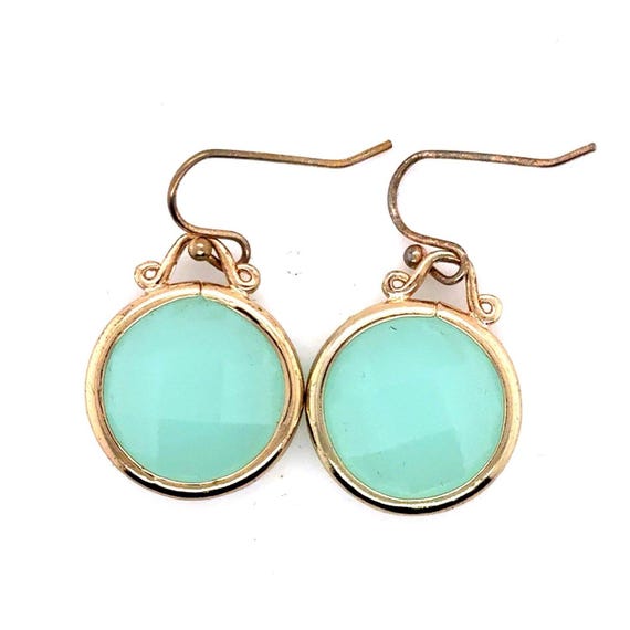 Green Round Stone Earrings - image 1