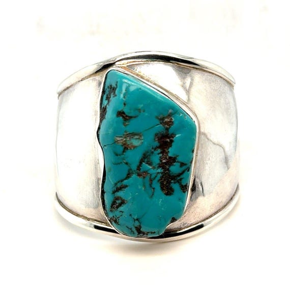 Large Silver 925 Turquoise Cuff - image 1