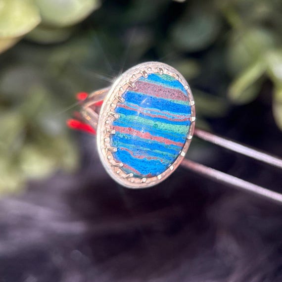 Silver 925 Blue Stone Ring - image 4