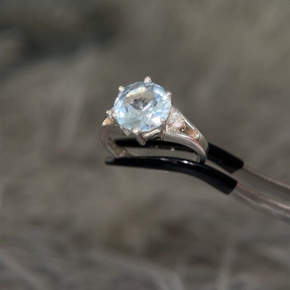 Sterling Silver 925 Blue Solitaire Cz Ring - image 6