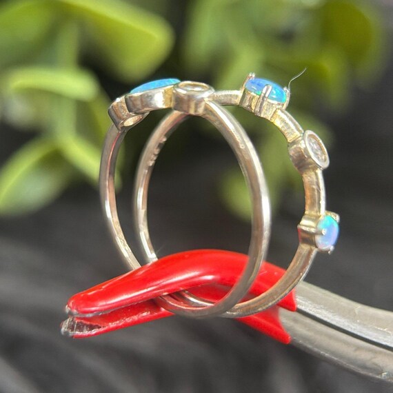 Sterling Silver 925 Stackable Opal Ring Set - image 6