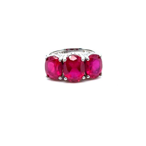 Ruby Colored Stones Silver 925 Ring - image 1