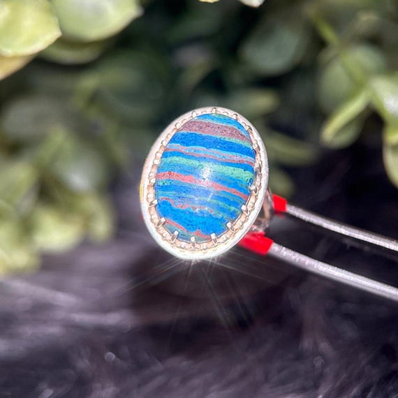 Silver 925 Blue Stone Ring - image 5