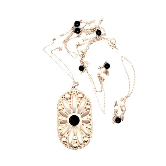 Tiffany & Co. Pearl  Onyx Ziegfeld Daisy Necklace View 2