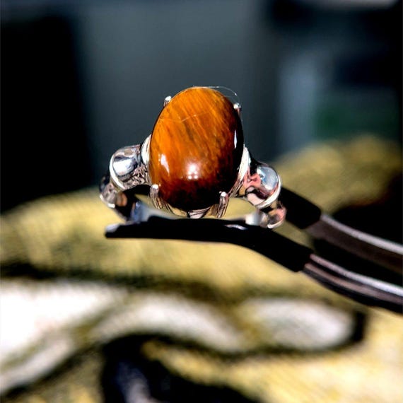 925 Silver Brown Stone Ring - image 7