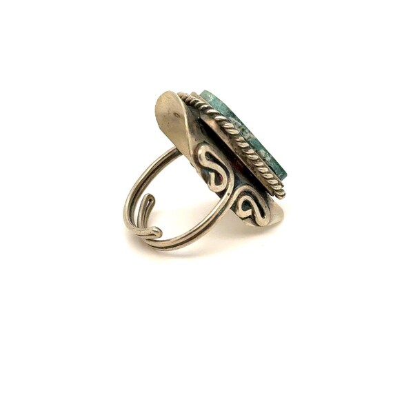 Green Stone Adjustable Ring - image 5