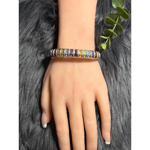 Silver 925 Multi Stones Bangle - image 10