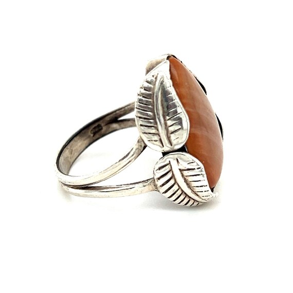 Silver 925 Brown Stone Leaf Ring - image 4