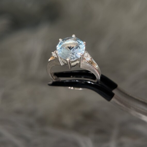 Sterling Silver 925 Blue Solitaire Cz Ring - image 7