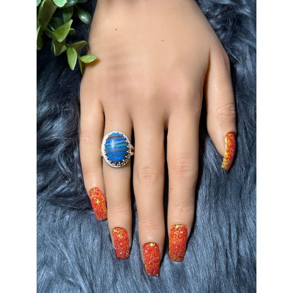 Silver 925 Blue Stone Ring - image 10