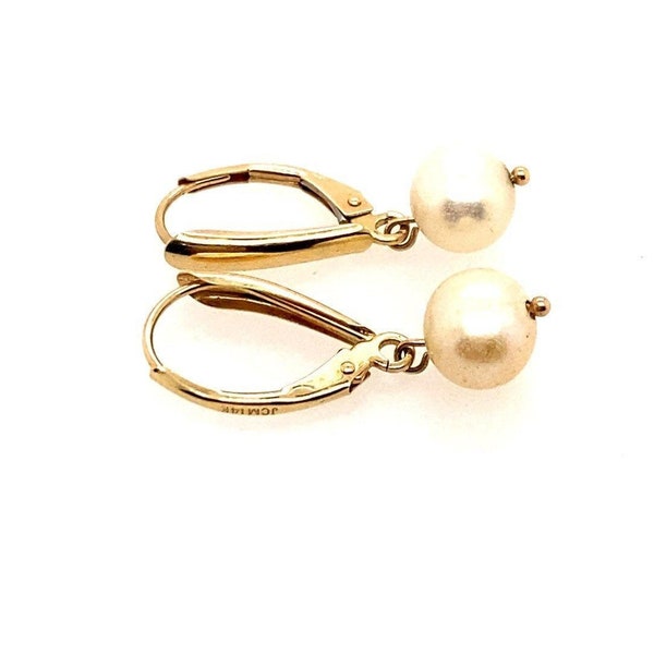 14k JCM Pearl Dangle Earrings