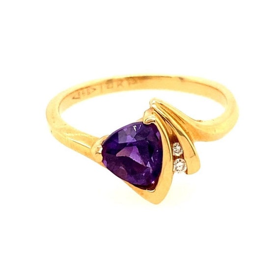 14k Amethyst/2-Diamonds Ring - image 1