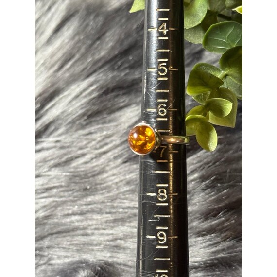 925 Silver Round Amber Ring - image 9