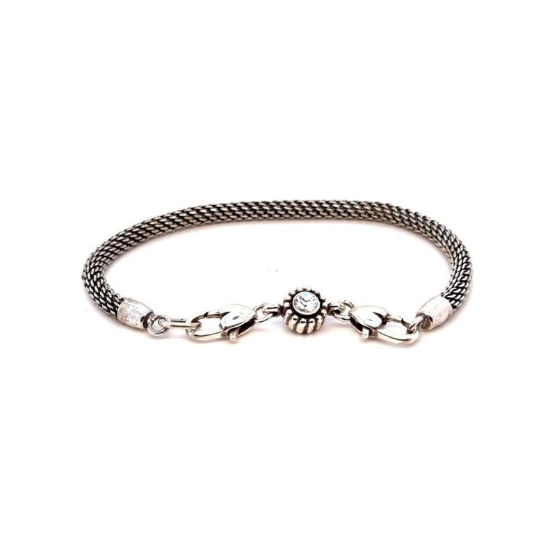 Brighton Silver-Tone Woven Bracelet with Crystal Accent image 1
