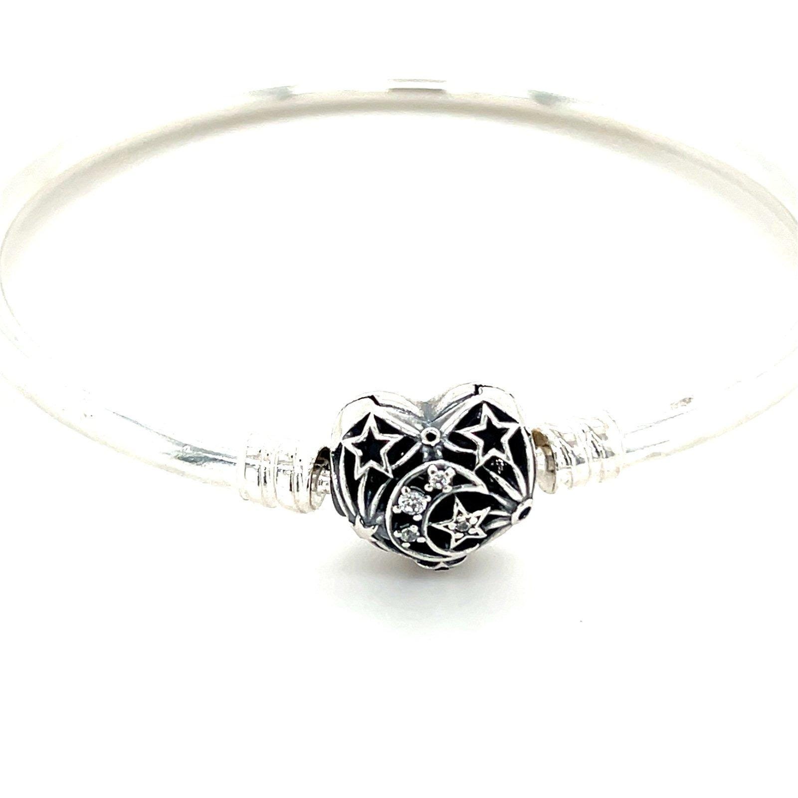 Pandora Reversible Sparkling Stars Heart Clasp Bangle - Etsy