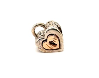 Pandora Rose/Silver Padlock Splittable Heart Charm