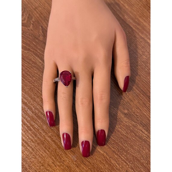 Teardrop Shaped Ruby Color Stone Ring - image 6