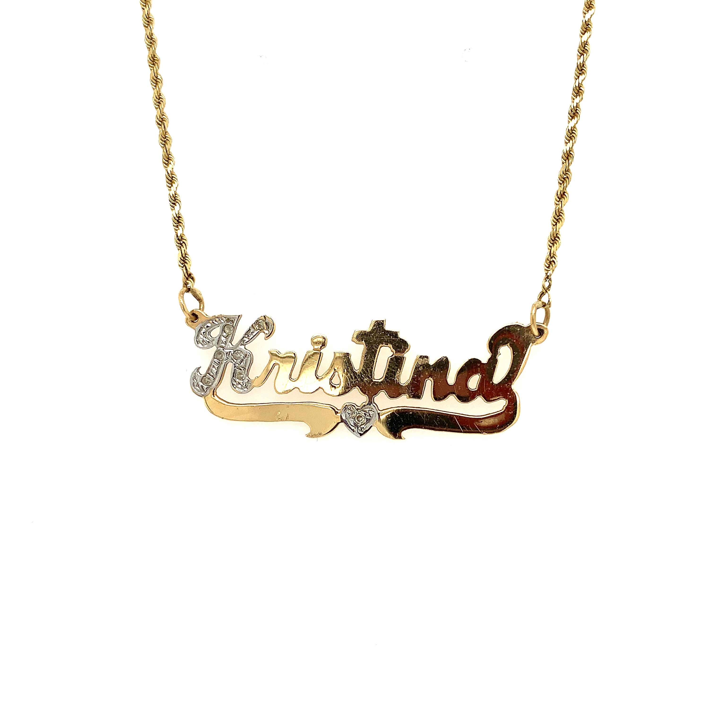 14k Kristina Nameplate Necklace - Etsy